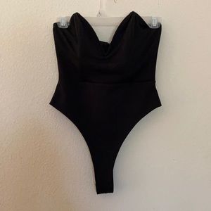 NWT Black Deep V Corset Bodysuit